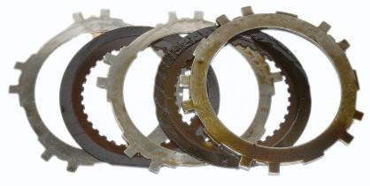 Automatic transmission clutch plates pre-cleanup.